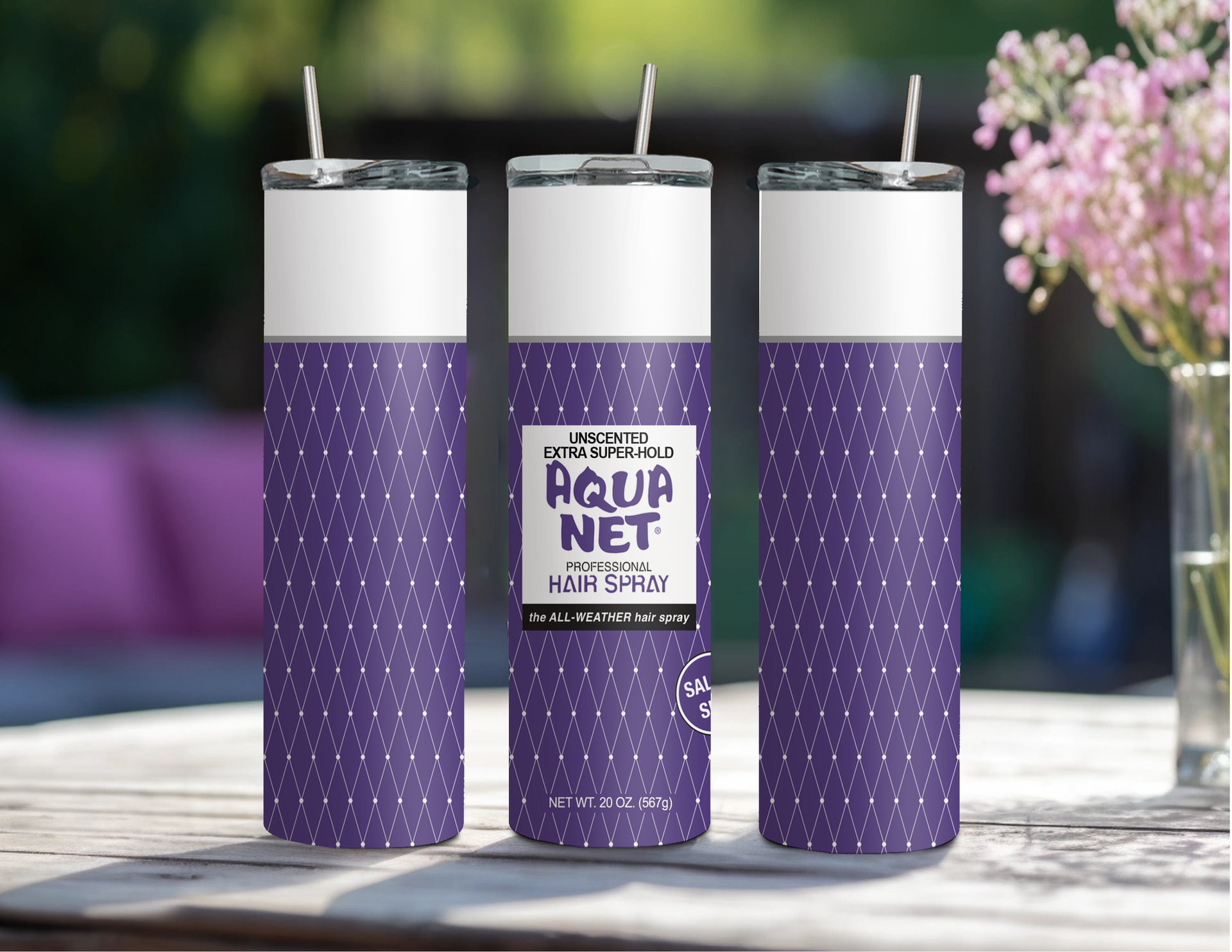 20oz Aqua net purple – Honey peach lattes